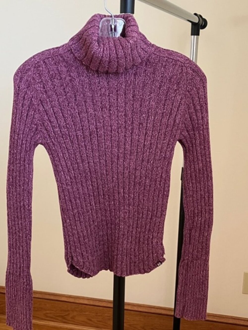 American Eagle Outfitters Raspberry Ribbed Turtleneck Sweater
